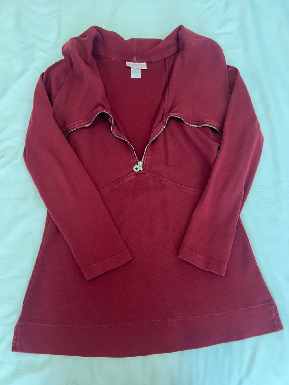Soft Surroundings size small Women's Burgundy Quarter-Zip Pullover Tunic Top EUC